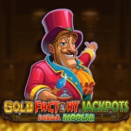 Gold Factory Jackpots Mega Moolah by Aurum Signature Studios, showcased at mr-pachocasino.gr – game logo